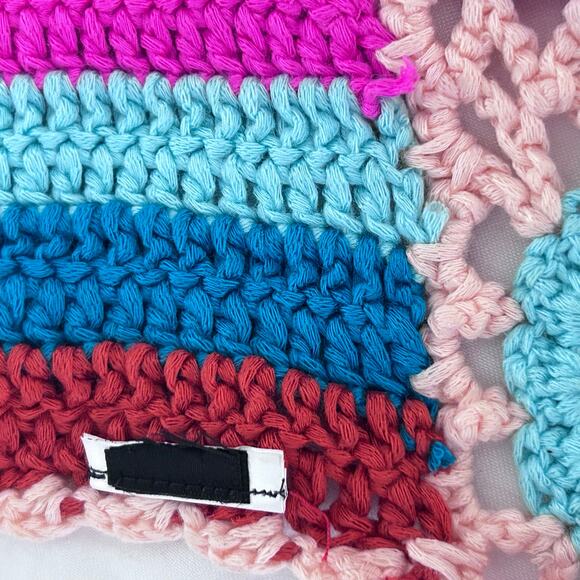 Handmade Crochet Halter Top Fringe Boho Festival Rainbow Knit Crop Top - Picture 5 of 5